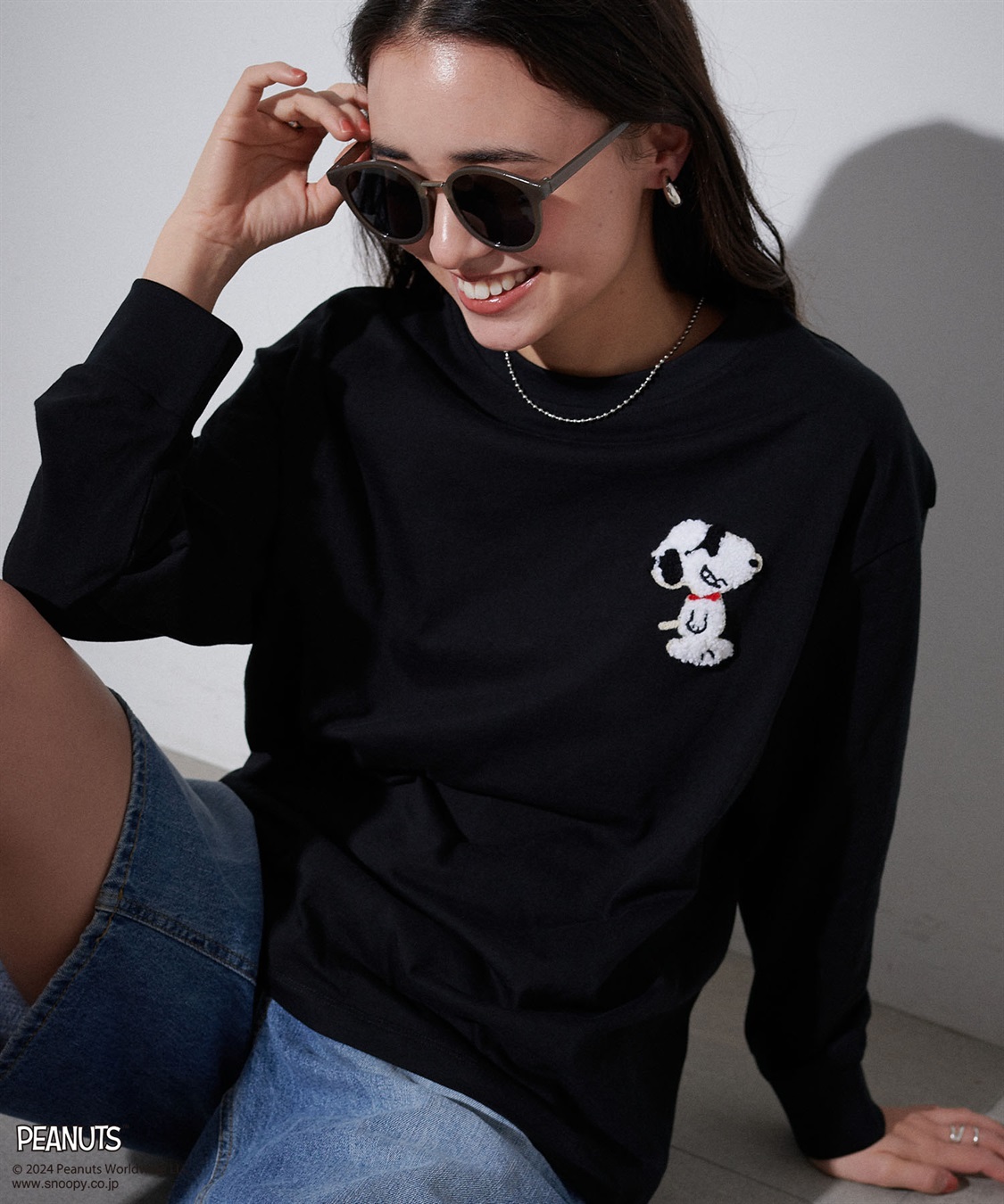 chara station 【PEANUTS/ピーナッツ】スヌーピー/SNOOPY サガラ刺繍ロンT_sub_5