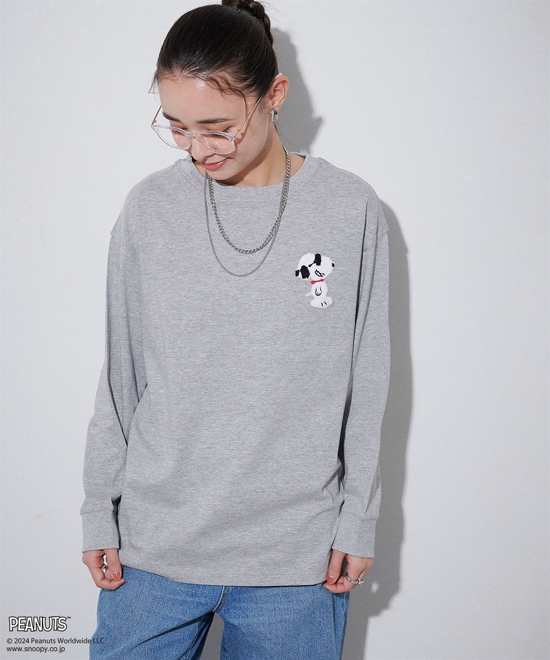 chara station 【PEANUTS/ピーナッツ】スヌーピー/SNOOPY サガラ刺繍ロンT_sub_14