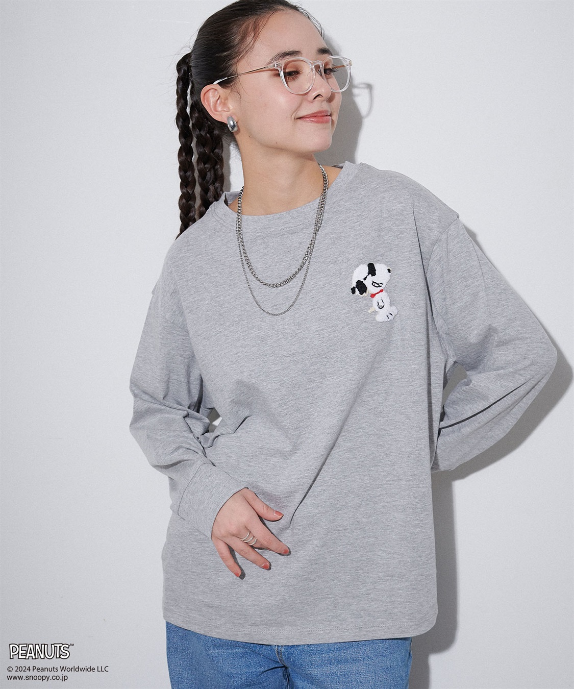 chara station 【PEANUTS/ピーナッツ】スヌーピー/SNOOPY サガラ刺繍ロンT_sub_15
