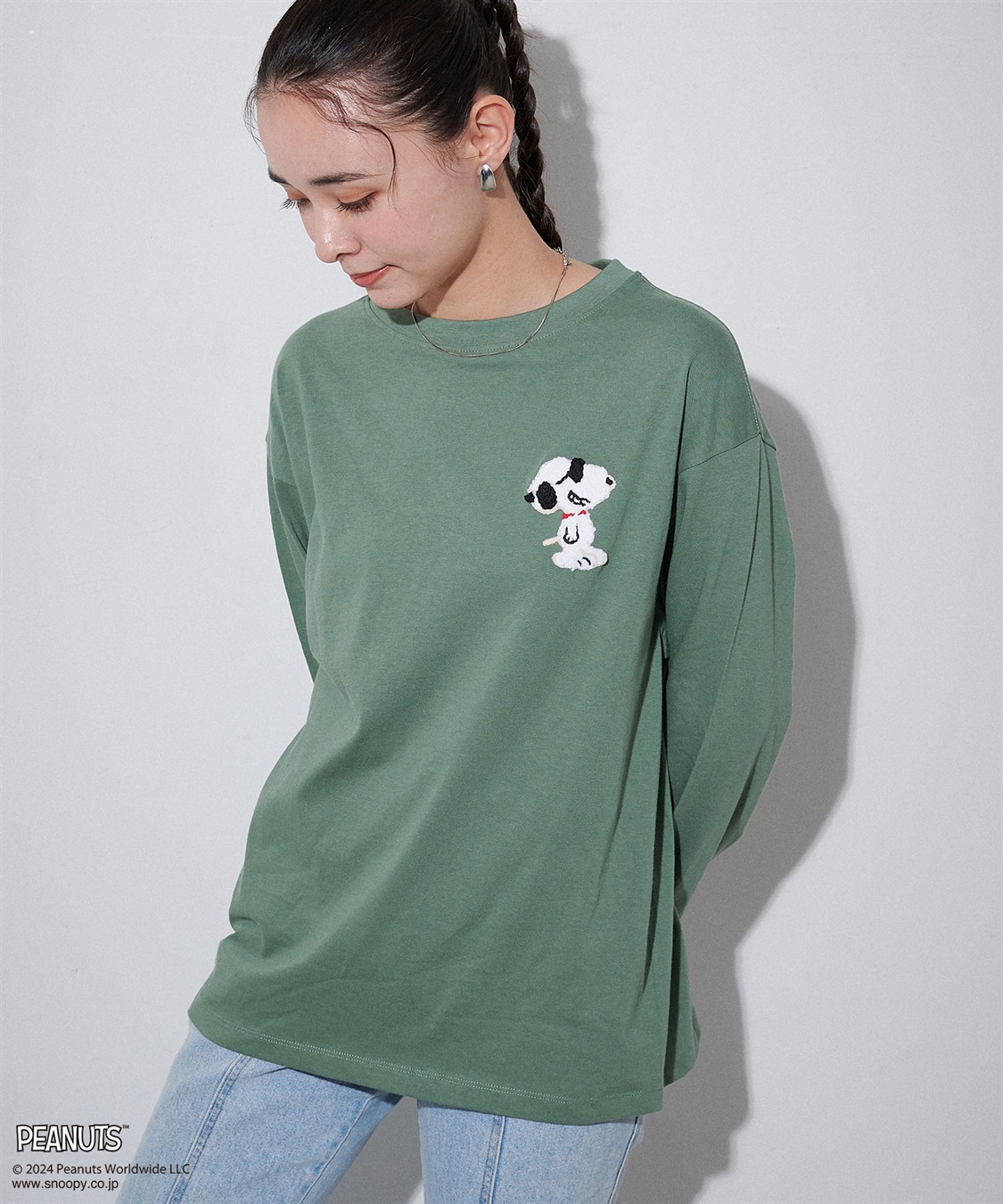 chara station 【PEANUTS/ピーナッツ】スヌーピー/SNOOPY サガラ刺繍ロンT_sub_19