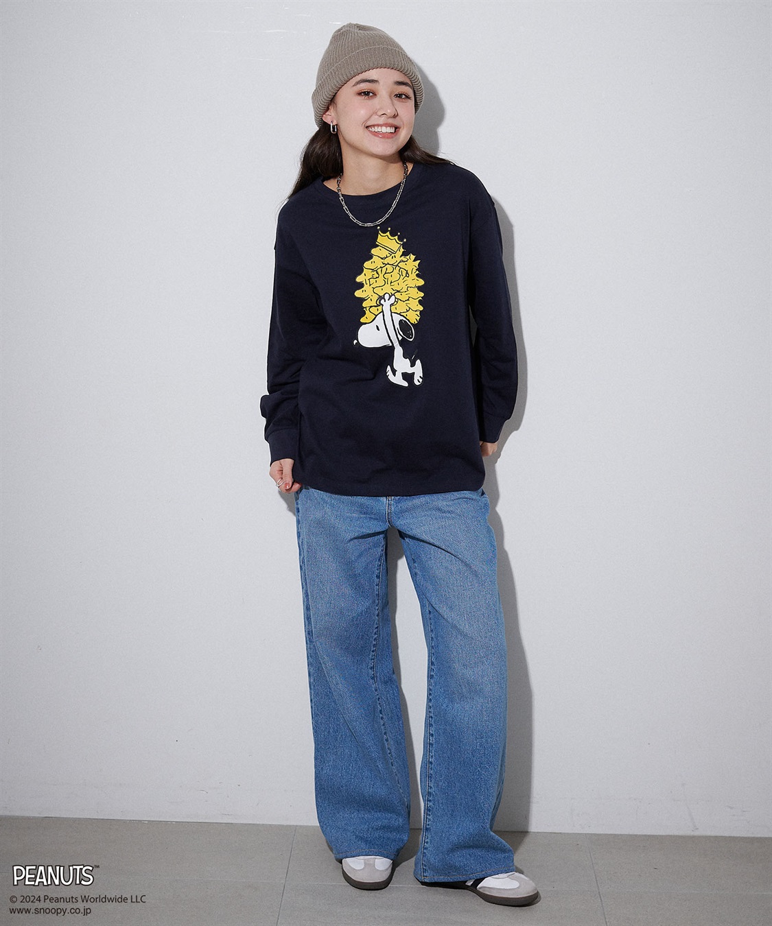 chara station 【PEANUTS/ピーナッツ】スヌーピー/SNOOPY スリーブ刺繍デザインロンT_sub_4