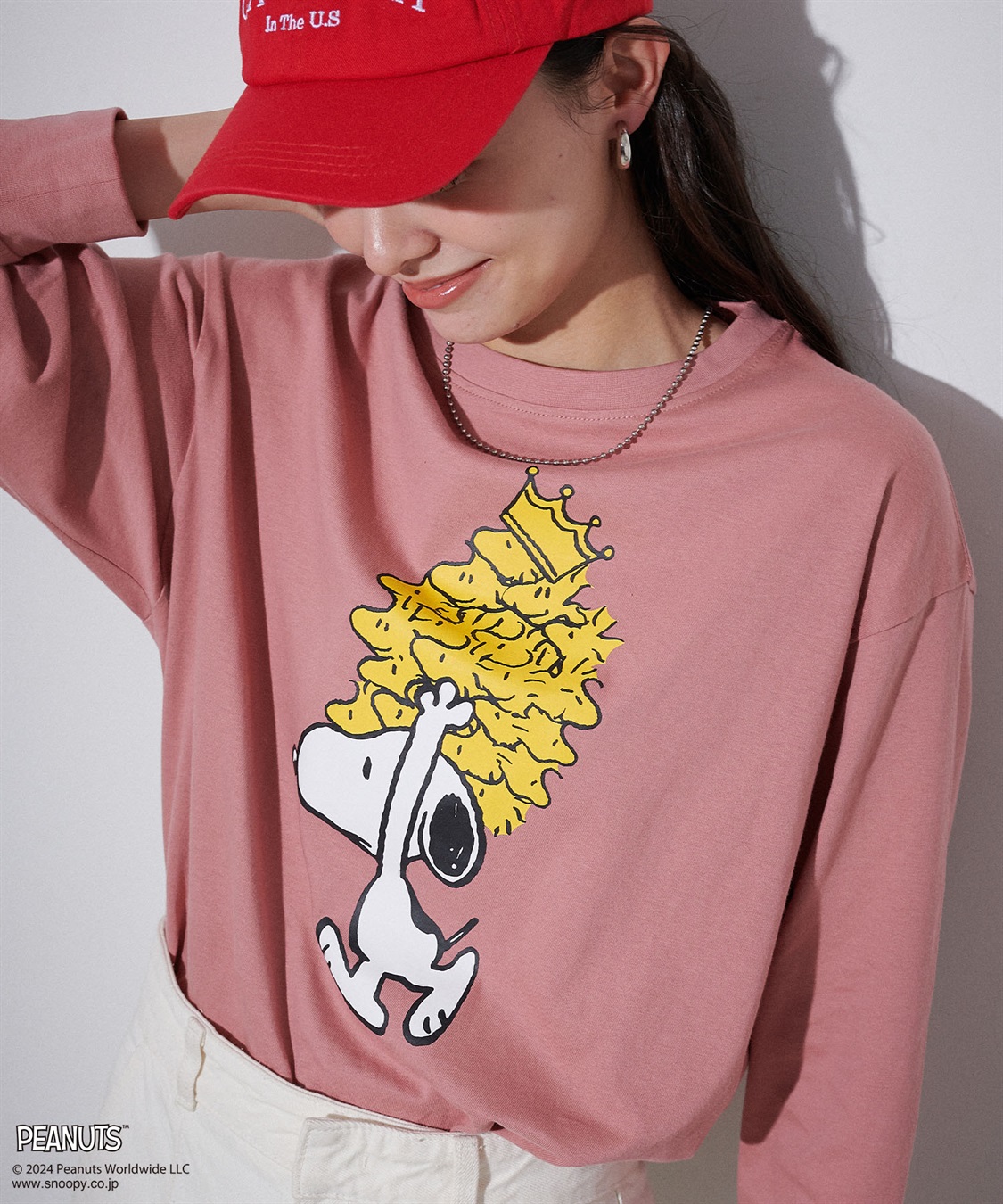 chara station 【PEANUTS/ピーナッツ】スヌーピー/SNOOPY スリーブ刺繍デザインロンT_sub_7