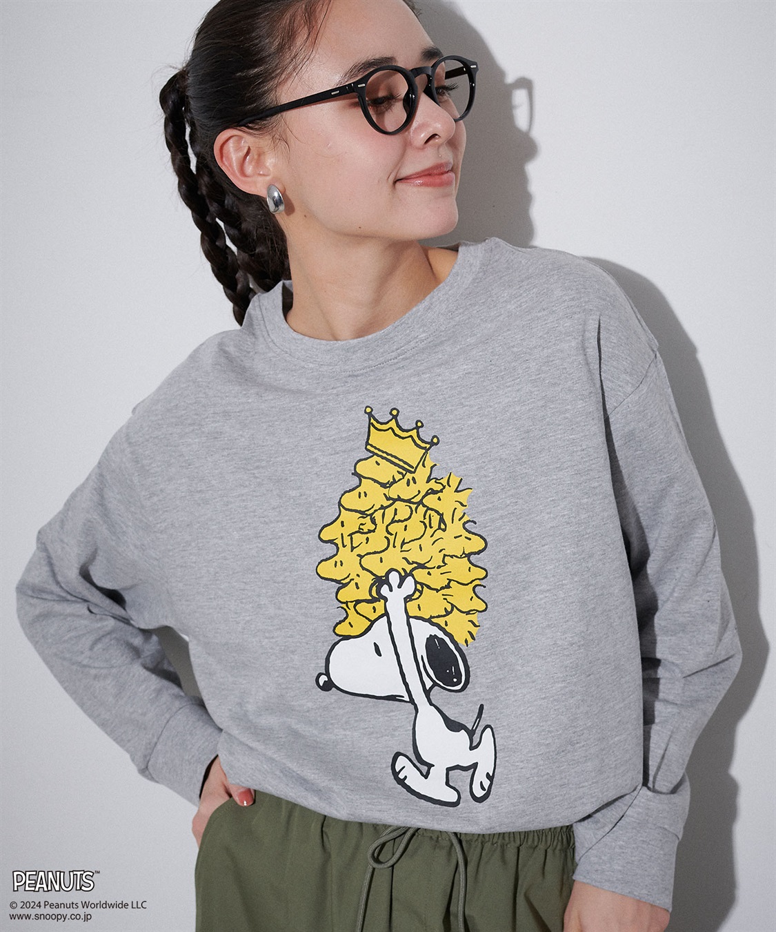 chara station 【PEANUTS/ピーナッツ】スヌーピー/SNOOPY スリーブ刺繍デザインロンT_sub_12