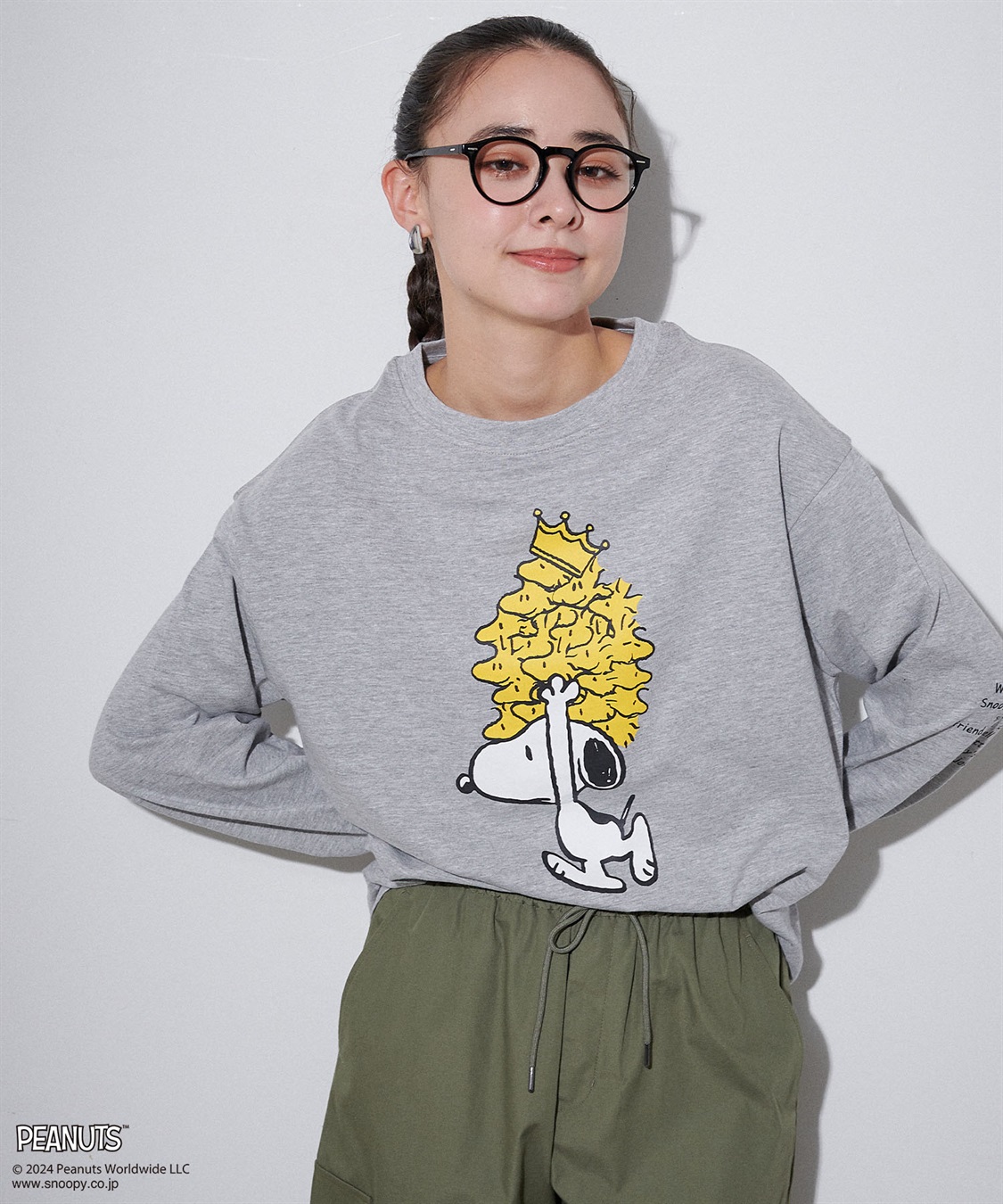 chara station 【PEANUTS/ピーナッツ】スヌーピー/SNOOPY スリーブ刺繍デザインロンT_sub_13