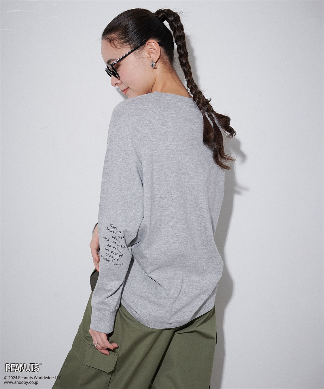chara station 【PEANUTS/ピーナッツ】スヌーピー/SNOOPY スリーブ刺繍デザインロンT_sub_14