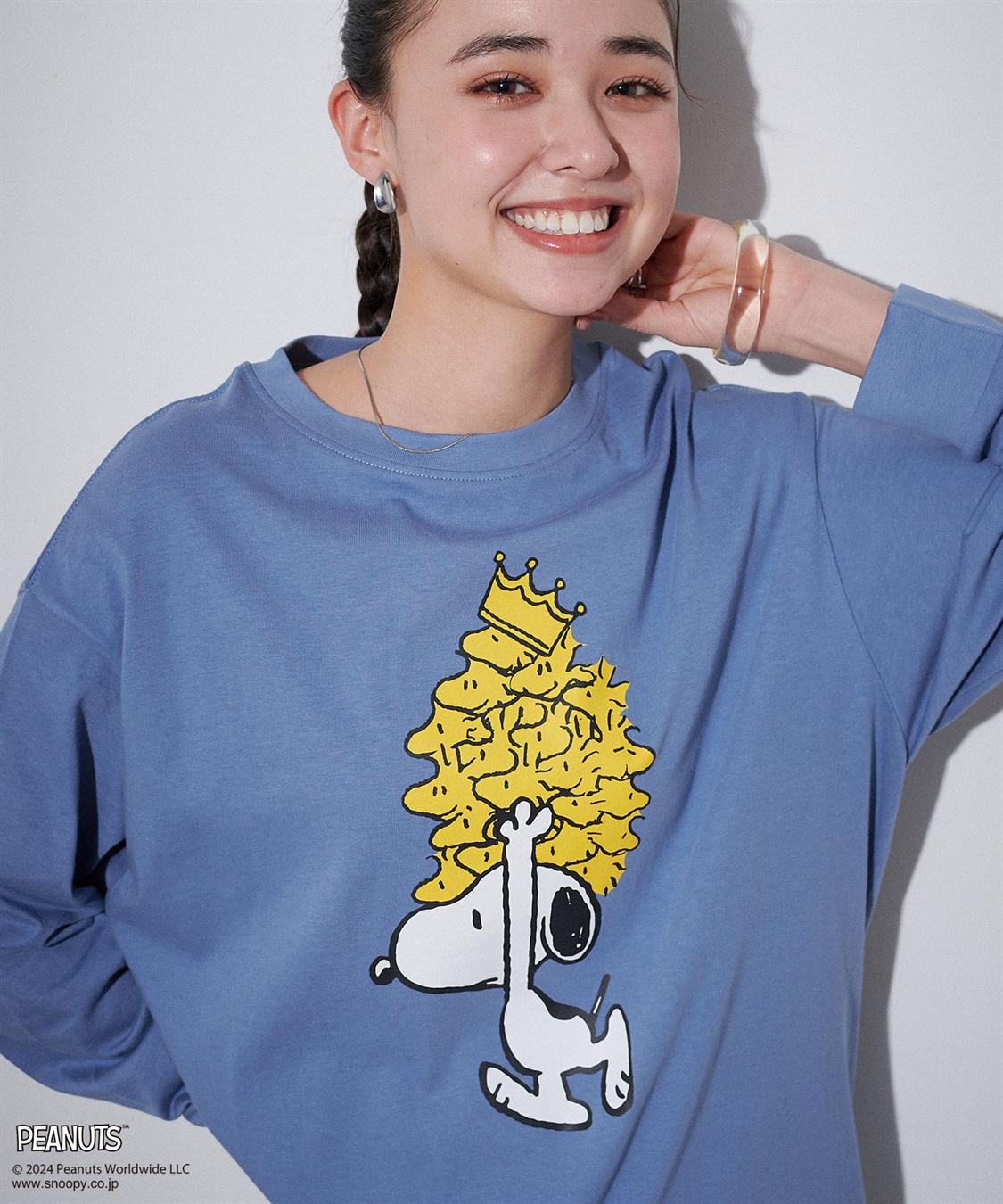 chara station 【PEANUTS/ピーナッツ】スヌーピー/SNOOPY スリーブ刺繍デザインロンT_sub_17