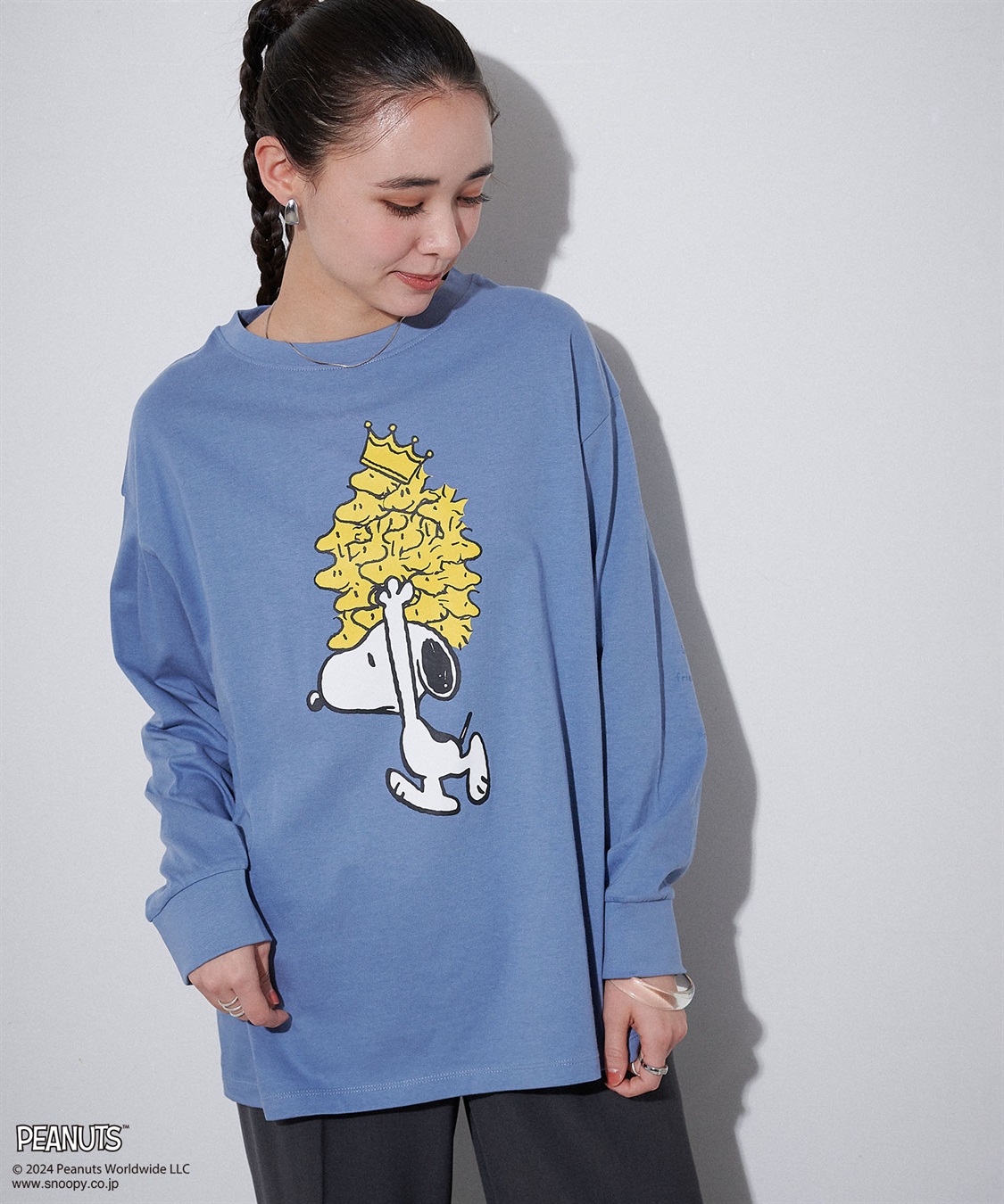 chara station 【PEANUTS/ピーナッツ】スヌーピー/SNOOPY スリーブ刺繍デザインロンT_sub_18