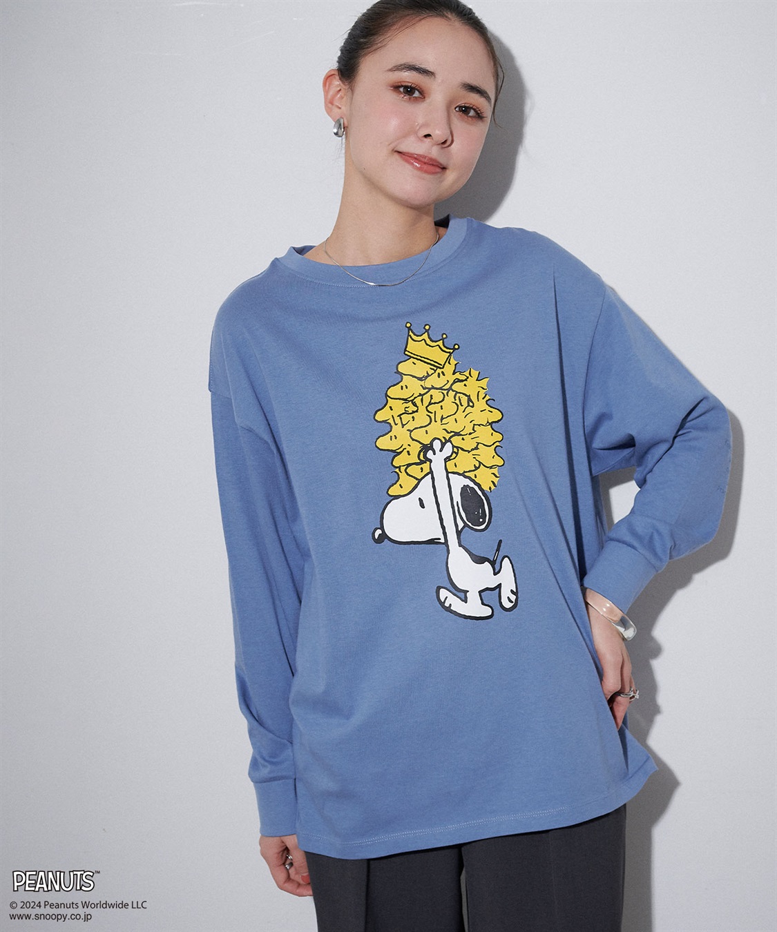 chara station 【PEANUTS/ピーナッツ】スヌーピー/SNOOPY スリーブ刺繍デザインロンT_sub_19