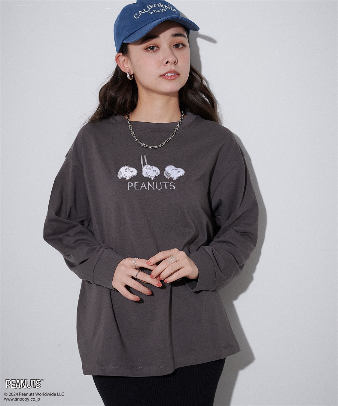 Life Style by cross marche 【PEANUTS/ピーナッツ】スヌーピー/SNOOPY  フロント刺繍デザインロンT_sub_1