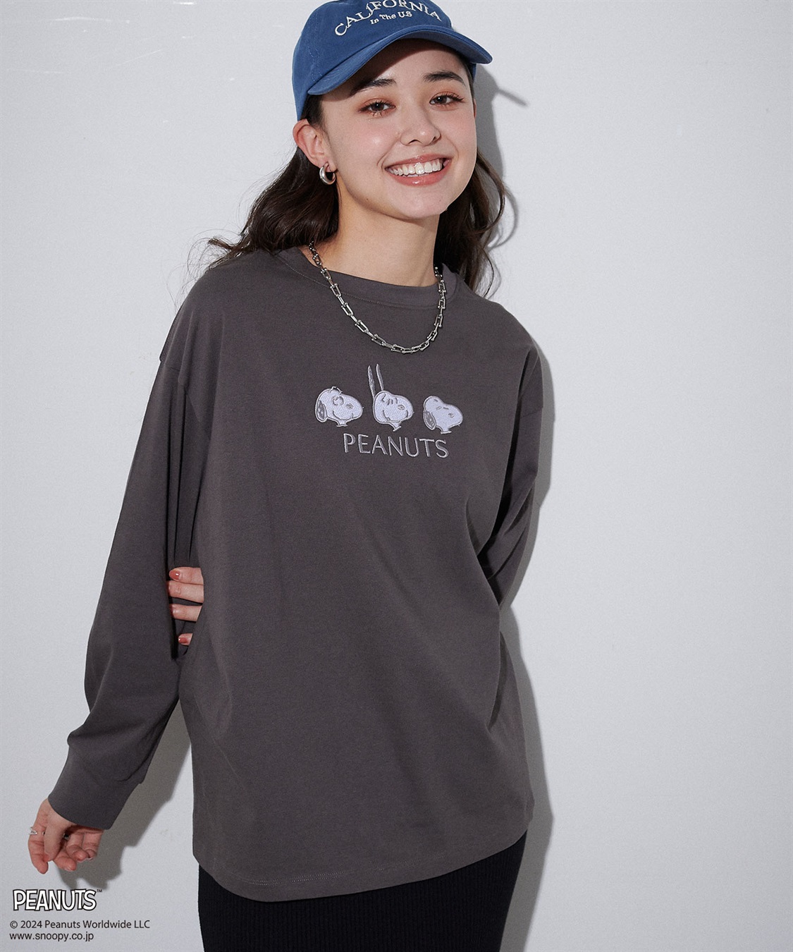 Life Style by cross marche 【PEANUTS/ピーナッツ】スヌーピー/SNOOPY  フロント刺繍デザインロンT_sub_2