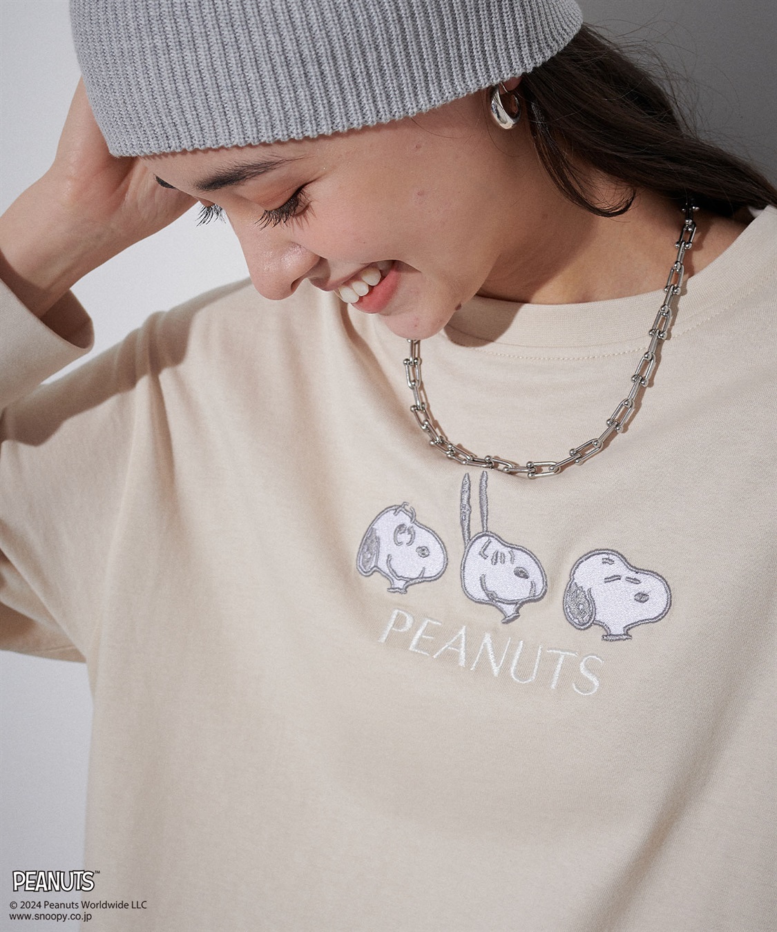 Life Style by cross marche 【PEANUTS/ピーナッツ】スヌーピー/SNOOPY  フロント刺繍デザインロンT_sub_5