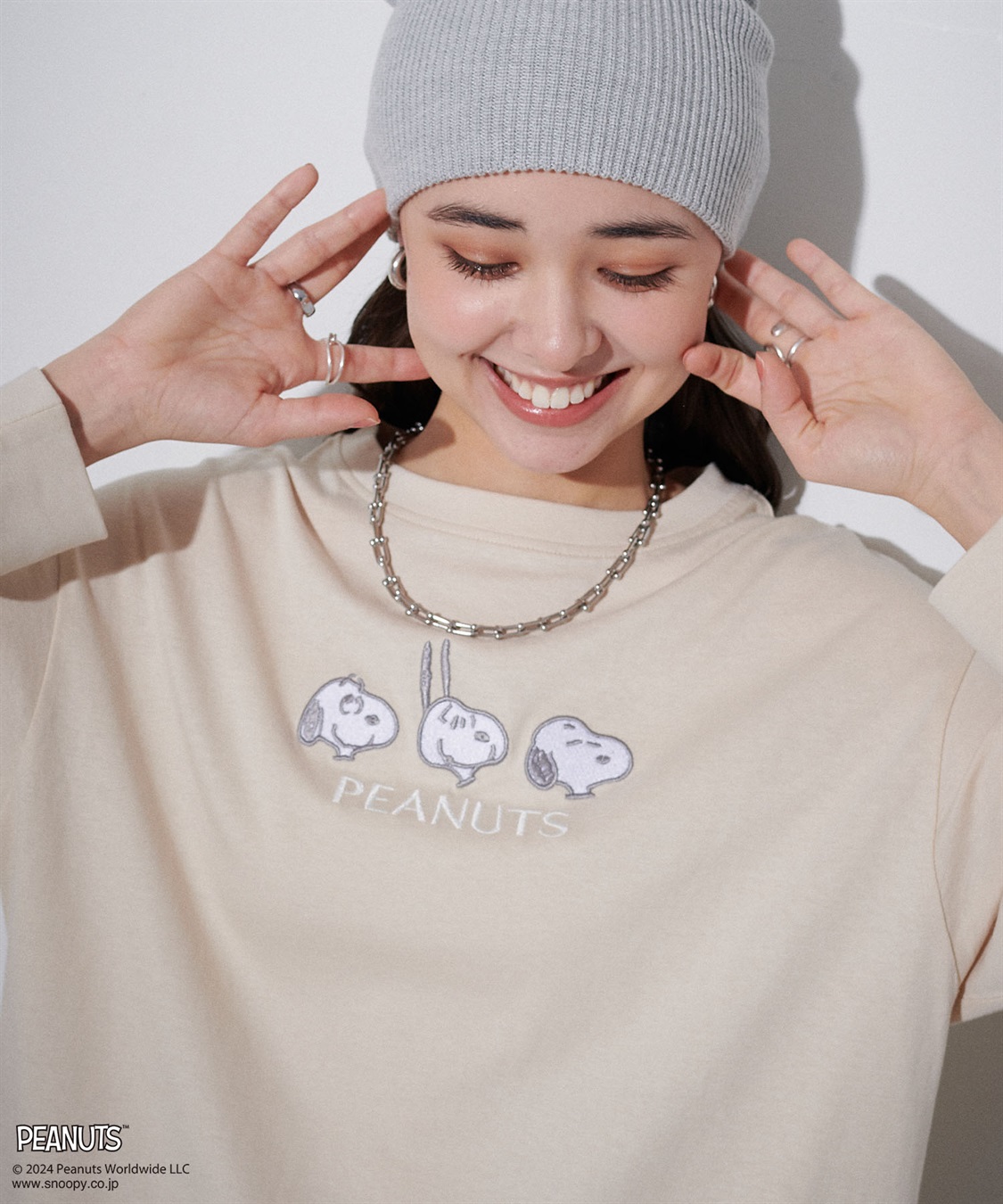 Life Style by cross marche 【PEANUTS/ピーナッツ】スヌーピー/SNOOPY  フロント刺繍デザインロンT_sub_6