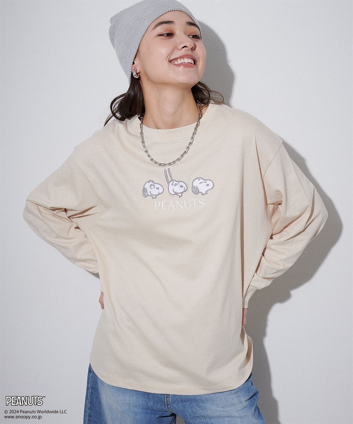 Life Style by cross marche 【PEANUTS/ピーナッツ】スヌーピー/SNOOPY  フロント刺繍デザインロンT_sub_7