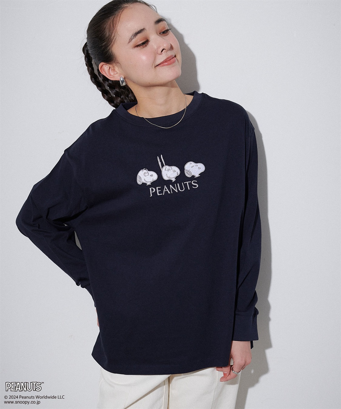 Life Style by cross marche 【PEANUTS/ピーナッツ】スヌーピー/SNOOPY  フロント刺繍デザインロンT_sub_20