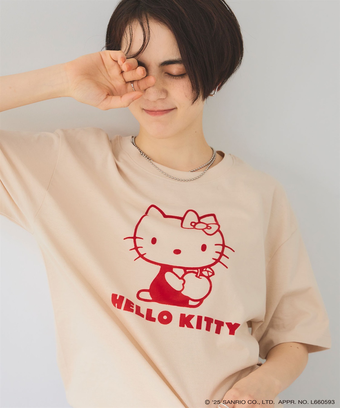 Life Style by cross marche 【sanrio characters】HELLO KITTY/ハローキティ フロッキープリント半袖Ｔシャツ《サンリオキャラクターズ》_sub_2