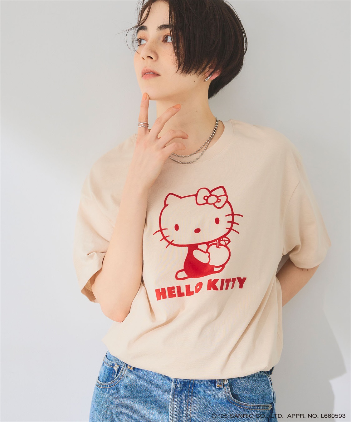 Life Style by cross marche 【sanrio characters】HELLO KITTY/ハローキティ フロッキープリント半袖Ｔシャツ《サンリオキャラクターズ》_sub_3