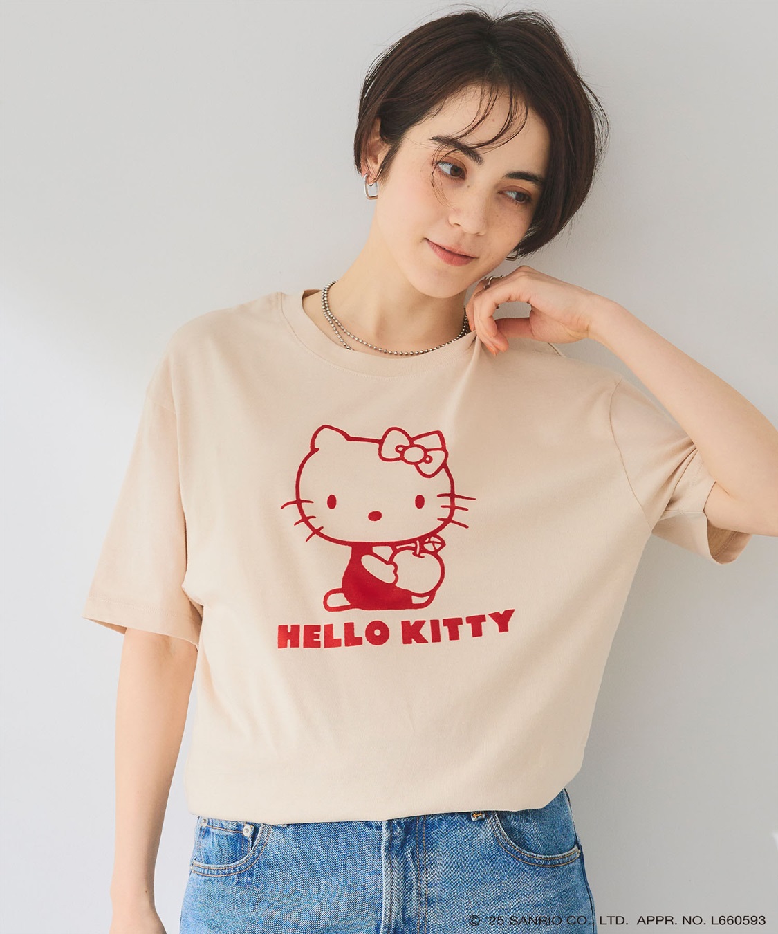 Life Style by cross marche 【sanrio characters】HELLO KITTY/ハローキティ フロッキープリント半袖Ｔシャツ《サンリオキャラクターズ》_sub_4