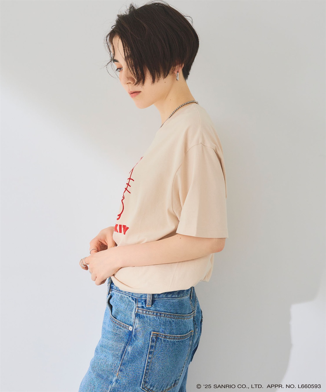 Life Style by cross marche 【sanrio characters】HELLO KITTY/ハローキティ フロッキープリント半袖Ｔシャツ《サンリオキャラクターズ》_sub_6