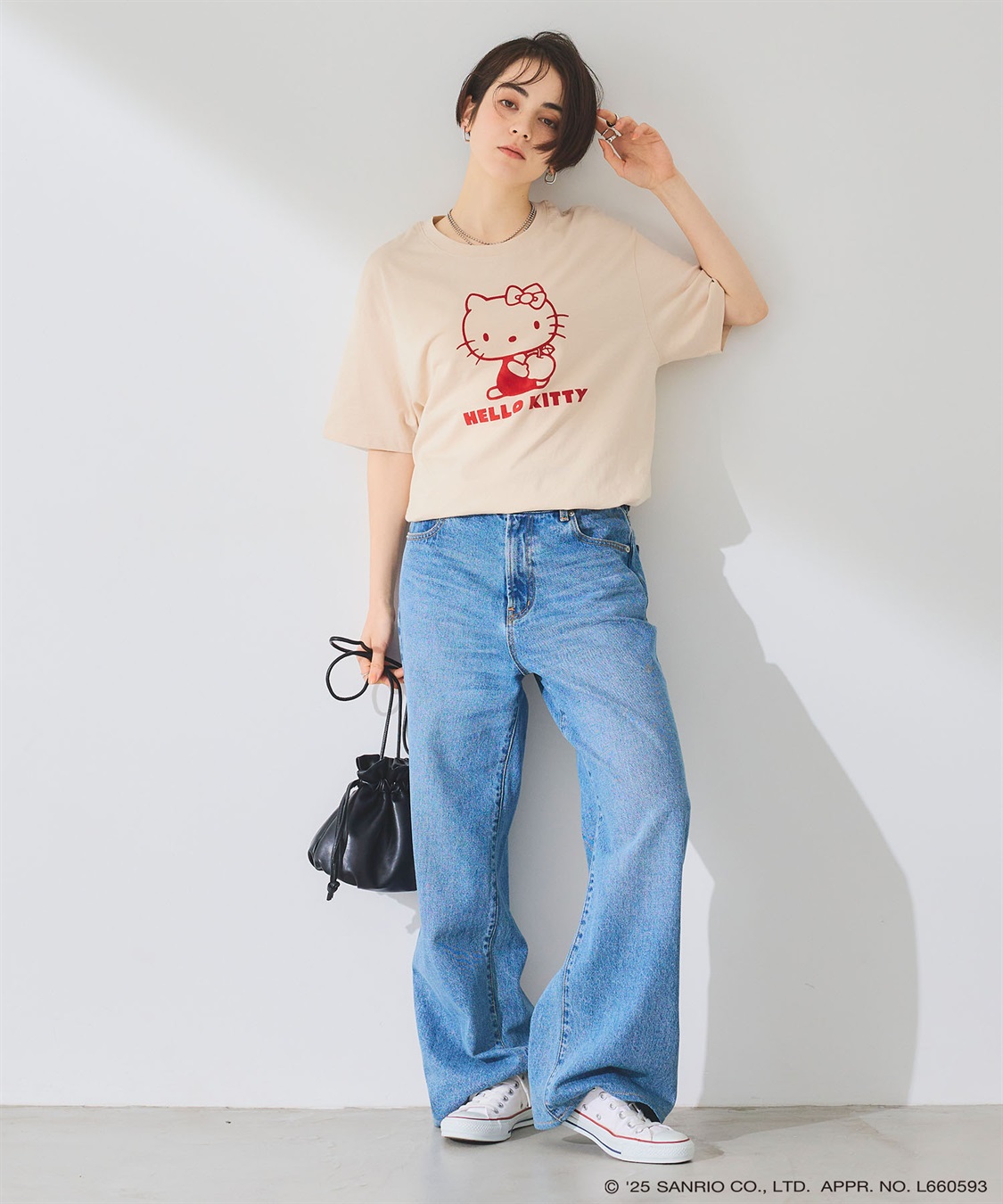 Life Style by cross marche 【sanrio characters】HELLO KITTY/ハローキティ フロッキープリント半袖Ｔシャツ《サンリオキャラクターズ》_sub_7