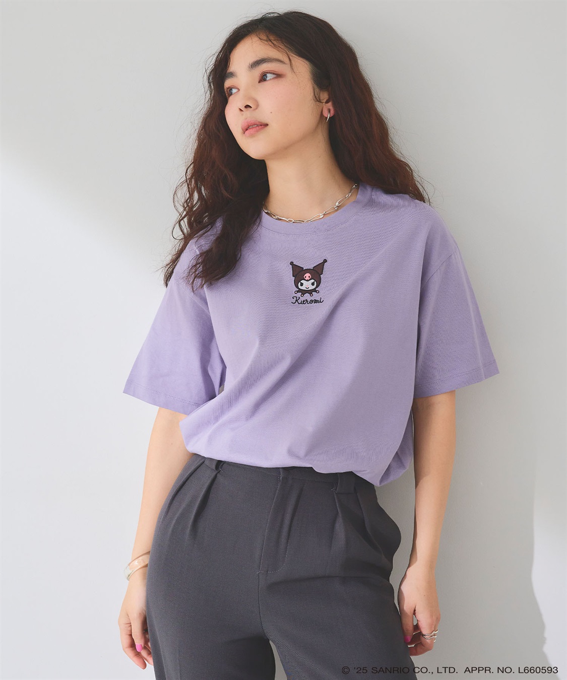 Life Style by cross marche 【sanrio characters】KUROMI/クロミ刺繍デザイン半袖Tシャツ《サンリオキャラクターズ》_sub_3