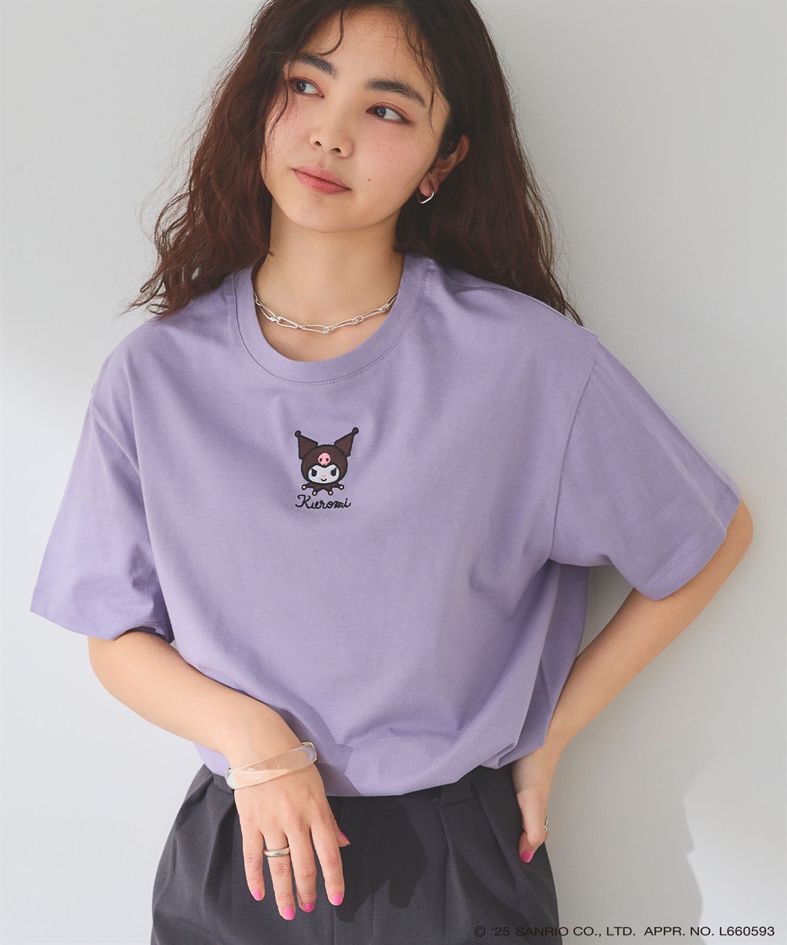 Life Style by cross marche 【sanrio characters】KUROMI/クロミ刺繍デザイン半袖Tシャツ《サンリオキャラクターズ》_sub_4