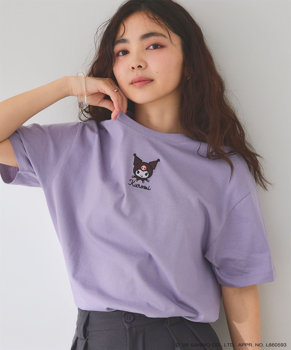 Life Style by cross marche 【sanrio characters】KUROMI/クロミ刺繍デザイン半袖Tシャツ《サンリオキャラクターズ》_sub_10