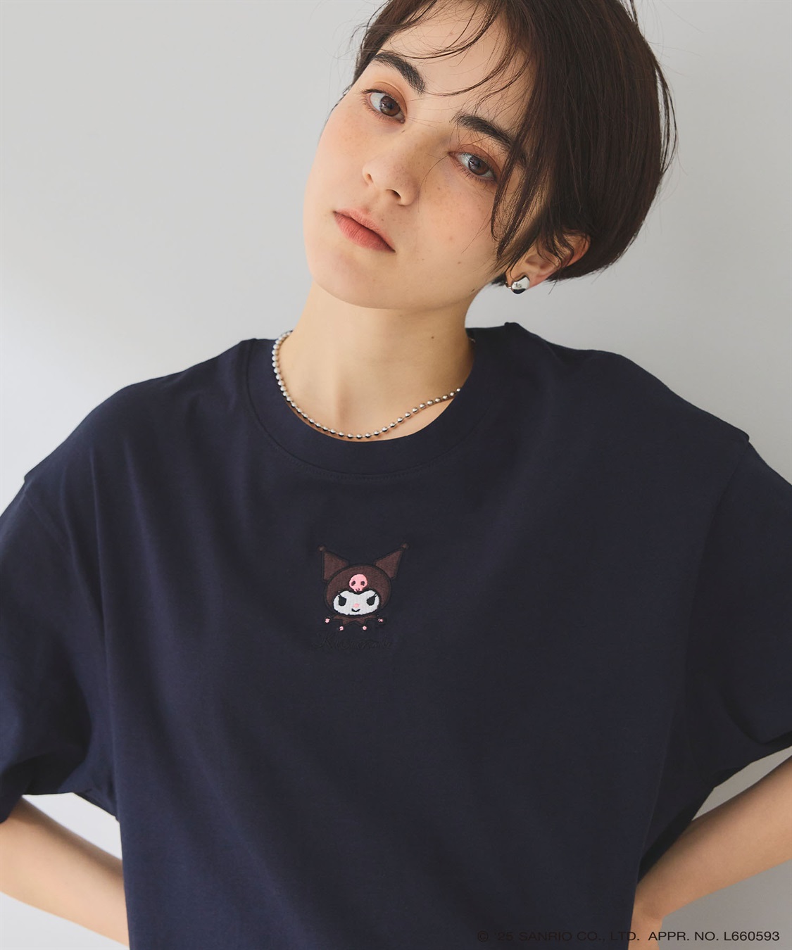 Life Style by cross marche 【sanrio characters】KUROMI/クロミ刺繍デザイン半袖Tシャツ《サンリオキャラクターズ》_sub_20