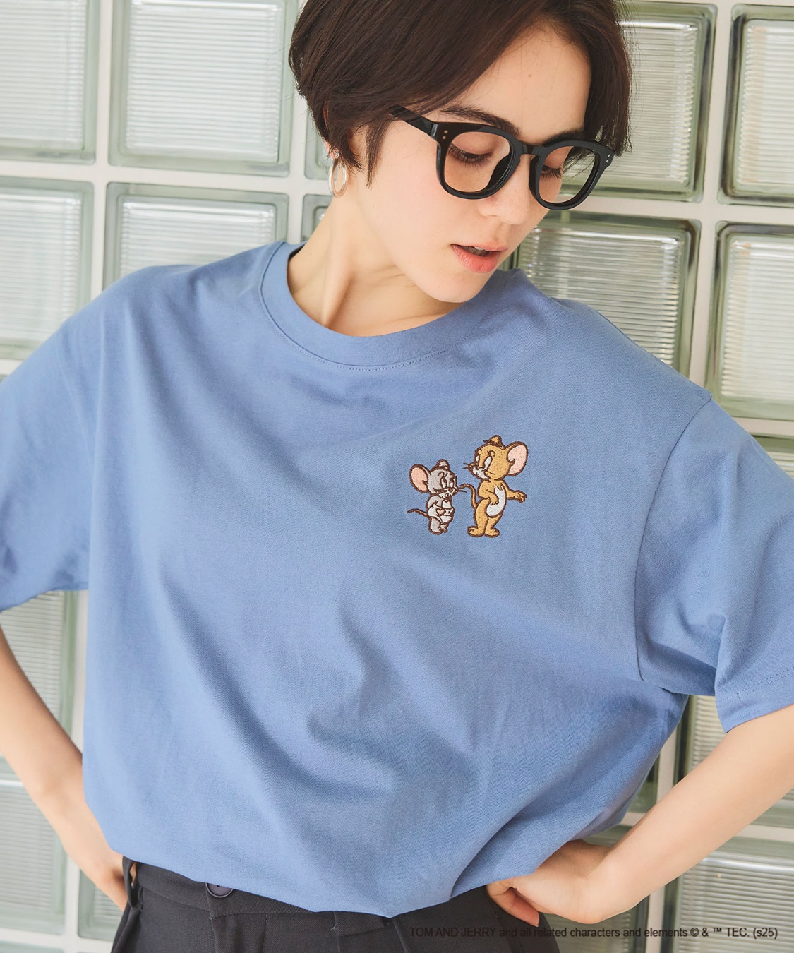 chara station 【TOM and JERRY/トムとジェリー】ジェリー＆タフィー胸刺繍バックロゴプリント半袖Ｔシャツ_sub_12