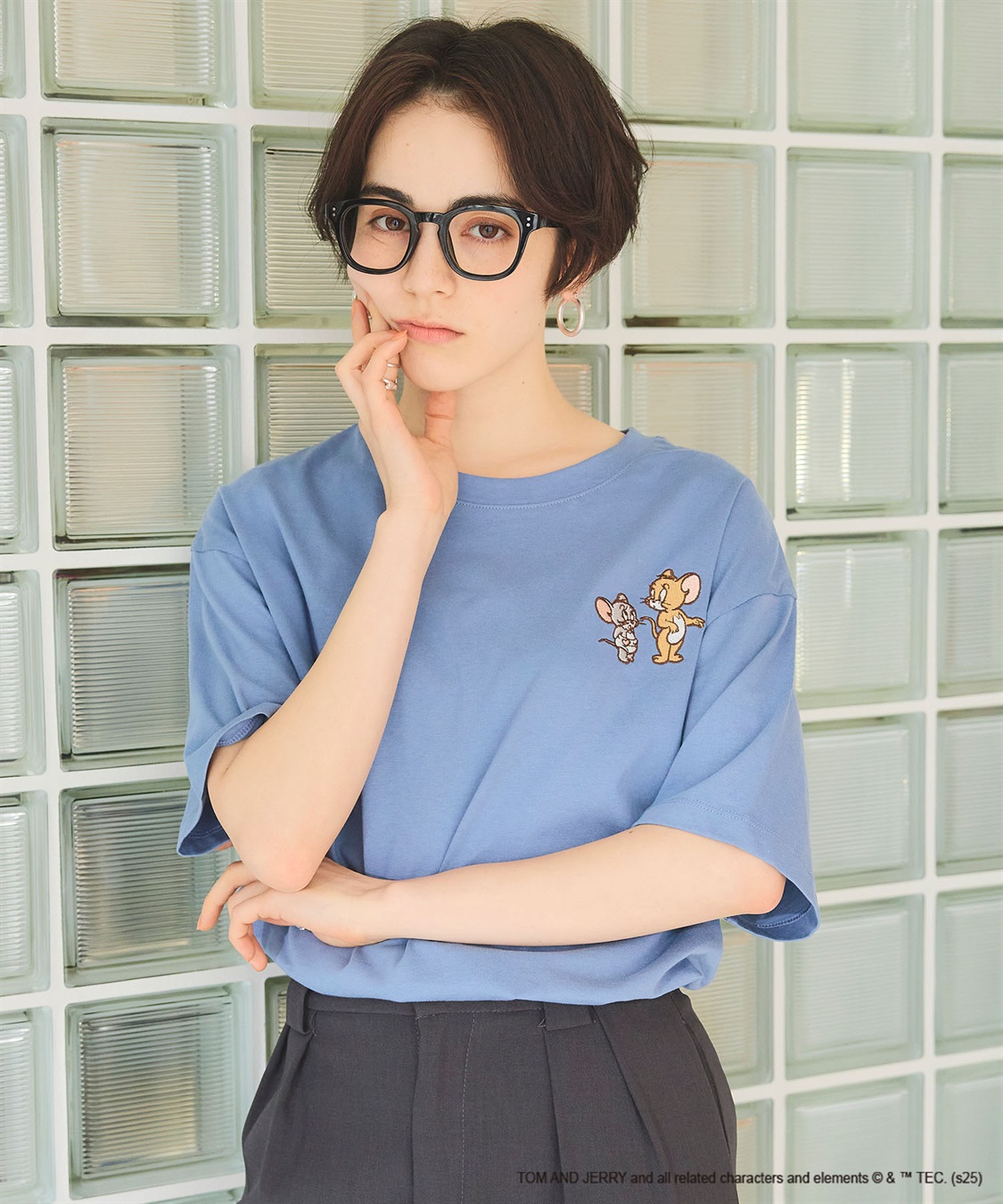 chara station 【TOM and JERRY/トムとジェリー】ジェリー＆タフィー胸刺繍バックロゴプリント半袖Ｔシャツ_sub_13