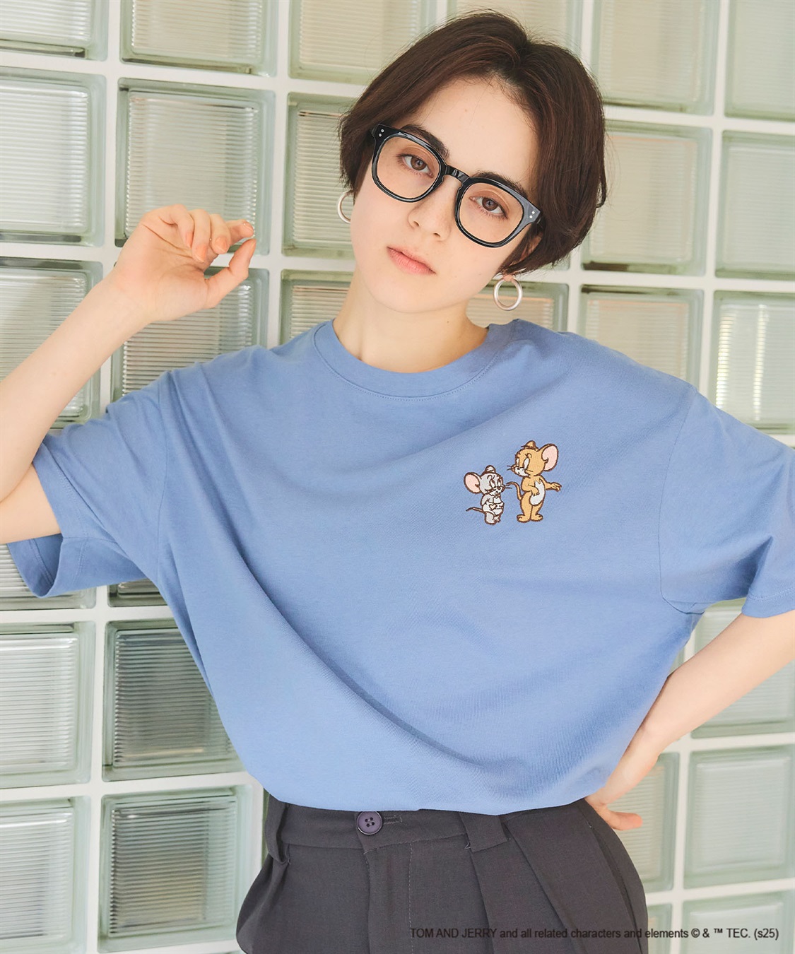 chara station 【TOM and JERRY/トムとジェリー】ジェリー＆タフィー胸刺繍バックロゴプリント半袖Ｔシャツ_sub_14