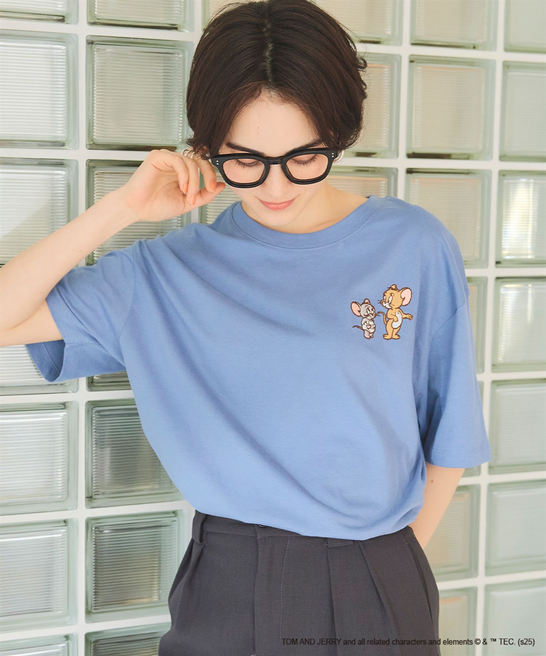 chara station 【TOM and JERRY/トムとジェリー】ジェリー＆タフィー胸刺繍バックロゴプリント半袖Ｔシャツ_sub_15