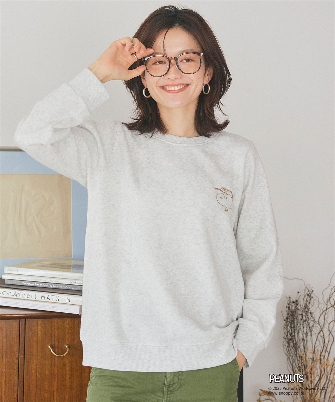 Life Style by cross marche 【PEANUTS/ピーナッツ】SNOOPY/スヌーピー刺繍デザイン裏起毛スウェットトレーナー_sub_2