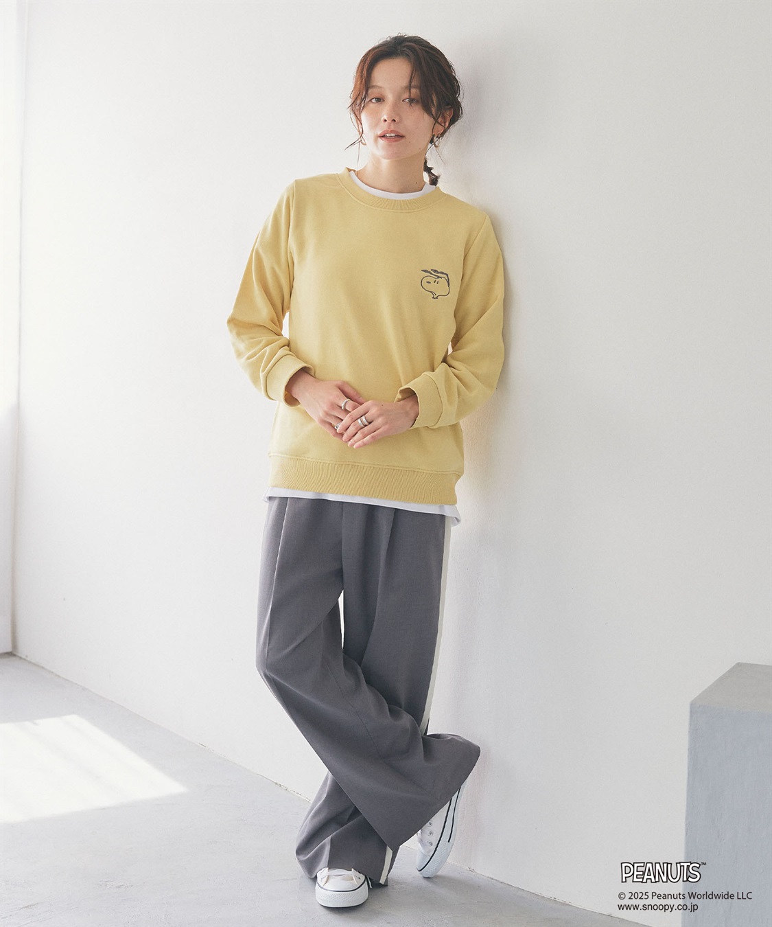 Life Style by cross marche 【PEANUTS/ピーナッツ】SNOOPY/スヌーピー刺繍デザイン裏起毛スウェットトレーナー_sub_5