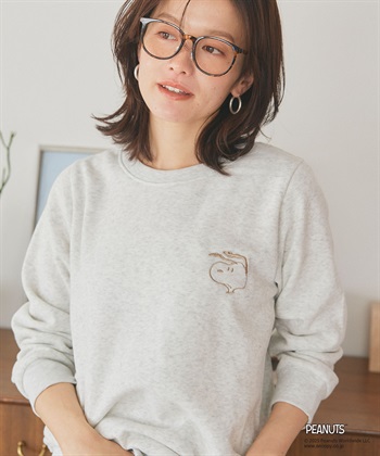 Life Style by cross marche 【PEANUTS/ピーナッツ】SNOOPY/スヌーピー刺繍デザイン裏起毛スウェットトレーナー_subthumb_20