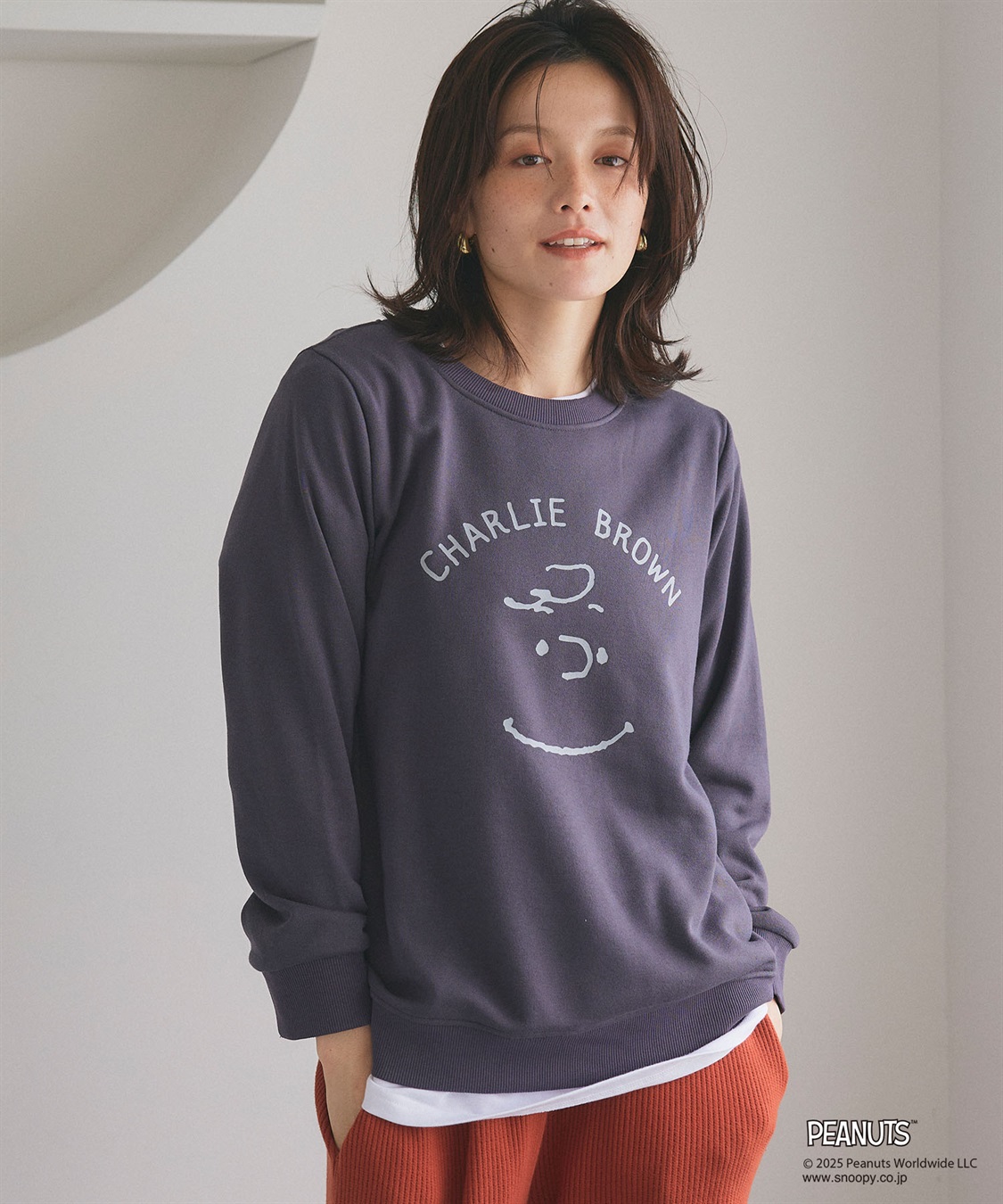 Life Style by cross marche 【PEANUTS/ピーナッツ】チャーリーブラウンフロントプリント裏起毛スウェットトレーナー_sub_2