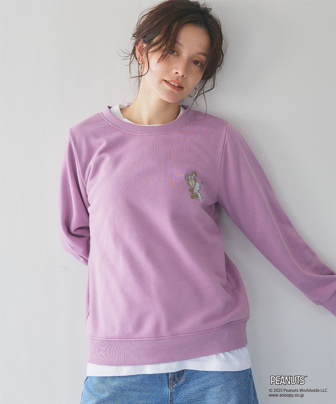 Life Style by cross marche 【PEANUTS/ピーナッツ】SNOOPY and Teddy Bear刺繍デザイン裏起毛スウェットトレーナー_sub_3