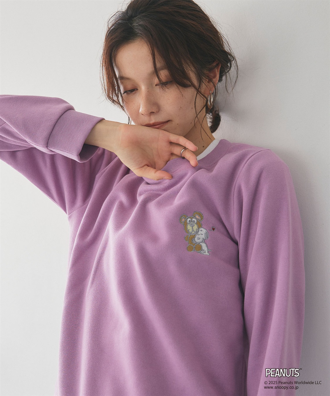 Life Style by cross marche 【PEANUTS/ピーナッツ】SNOOPY and Teddy Bear刺繍デザイン裏起毛スウェットトレーナー_sub_4