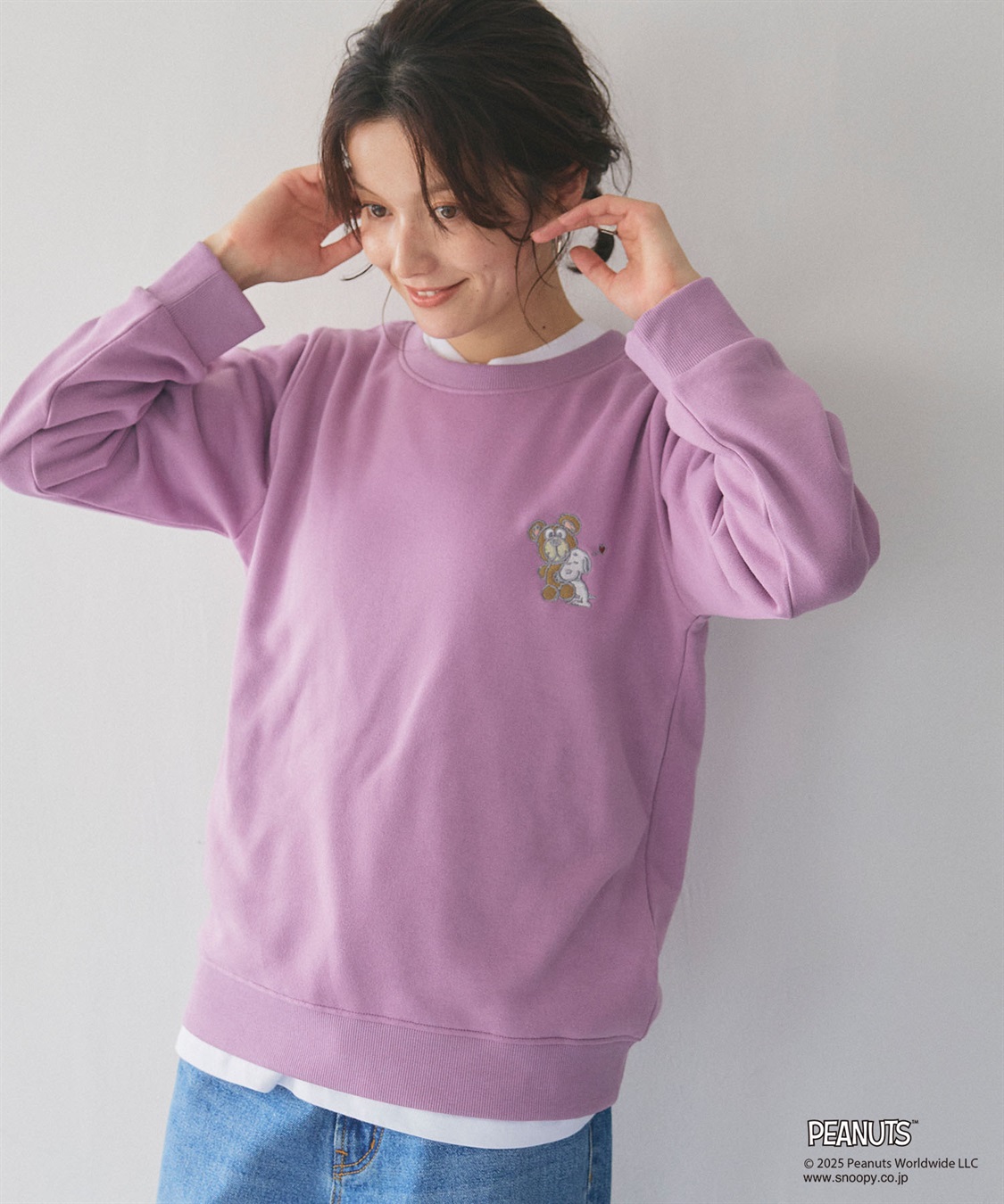 Life Style by cross marche 【PEANUTS/ピーナッツ】SNOOPY and Teddy Bear刺繍デザイン裏起毛スウェットトレーナー_sub_6