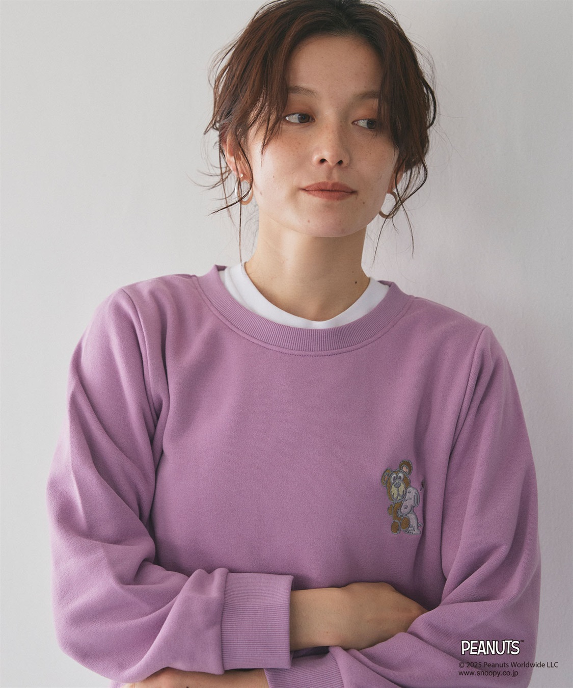Life Style by cross marche 【PEANUTS/ピーナッツ】SNOOPY and Teddy Bear刺繍デザイン裏起毛スウェットトレーナー_sub_7