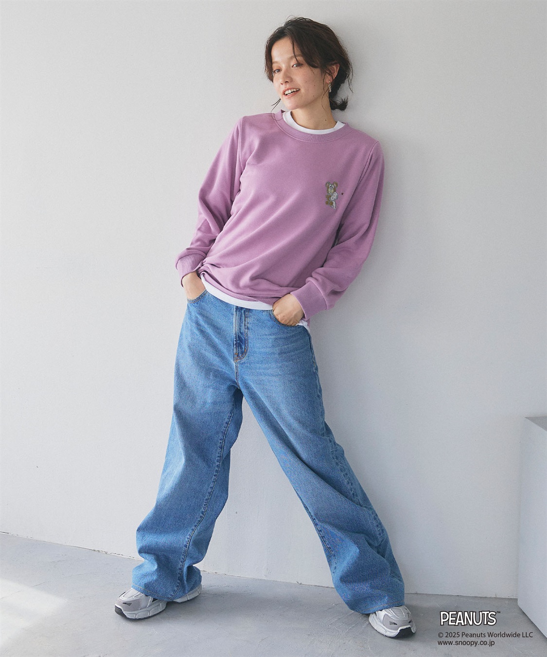 Life Style by cross marche 【PEANUTS/ピーナッツ】SNOOPY and Teddy Bear刺繍デザイン裏起毛スウェットトレーナー_sub_10