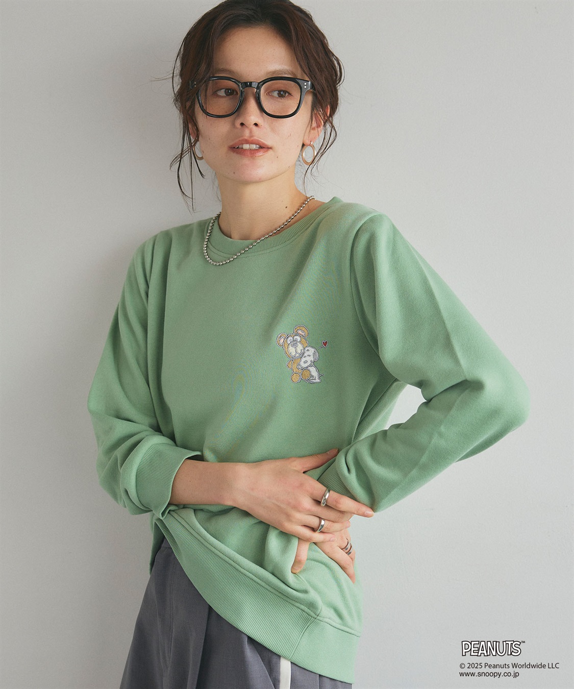 Life Style by cross marche 【PEANUTS/ピーナッツ】SNOOPY and Teddy Bear刺繍デザイン裏起毛スウェットトレーナー_sub_14
