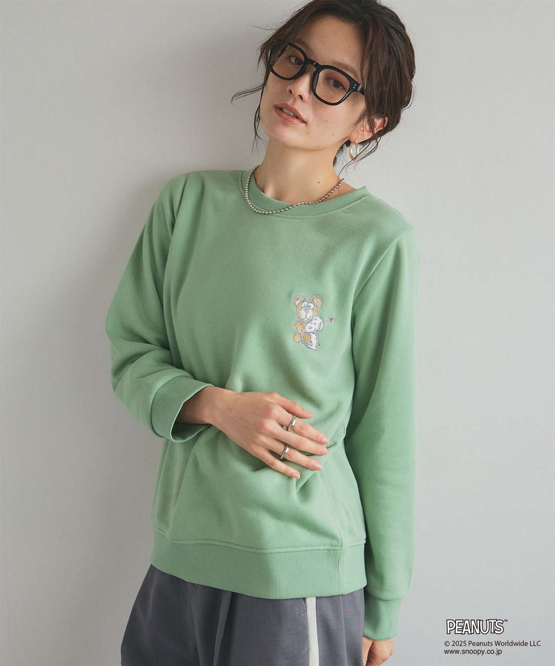 Life Style by cross marche 【PEANUTS/ピーナッツ】SNOOPY and Teddy Bear刺繍デザイン裏起毛スウェットトレーナー_sub_15