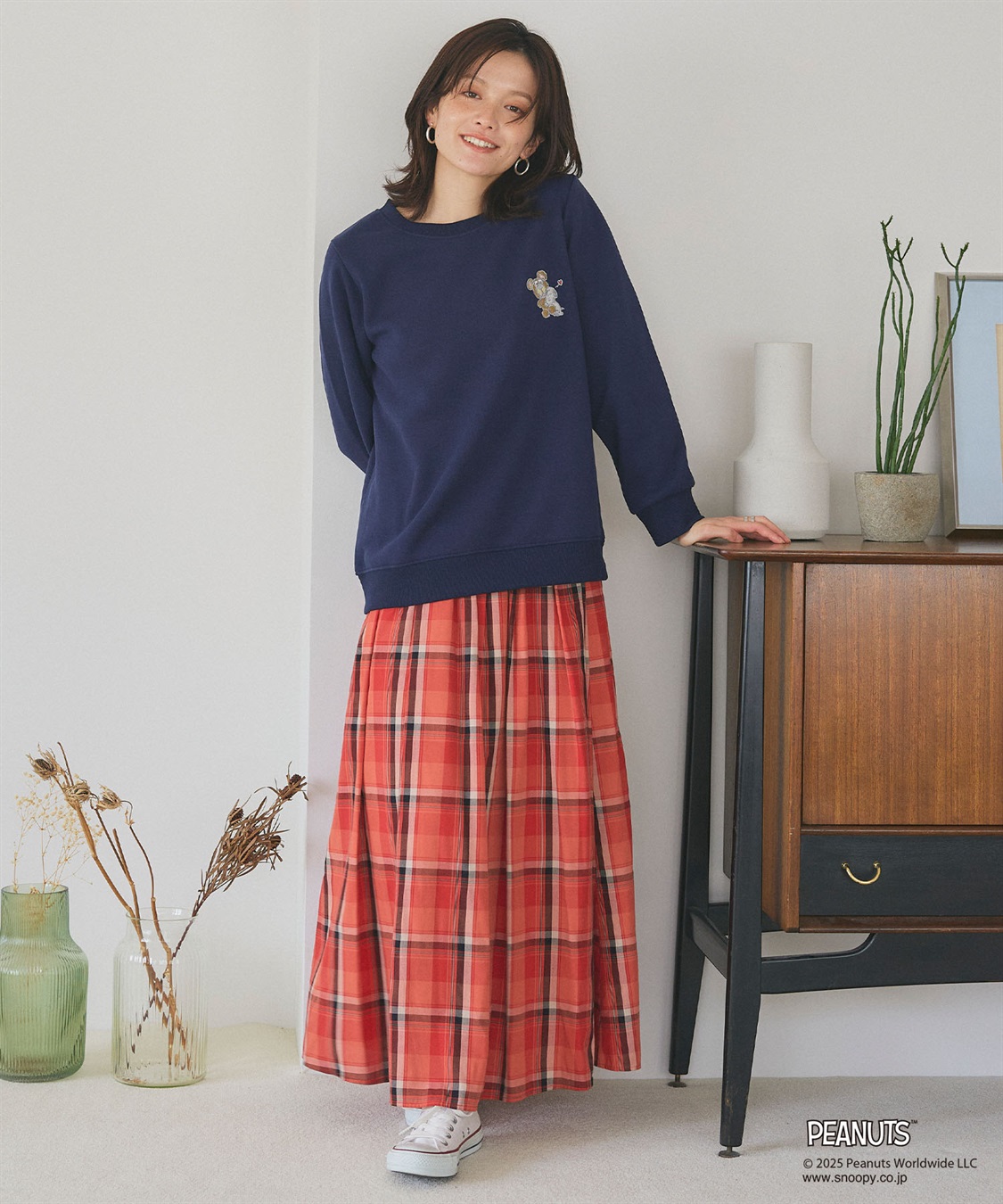 Life Style by cross marche 【PEANUTS/ピーナッツ】SNOOPY and Teddy Bear刺繍デザイン裏起毛スウェットトレーナー_sub_24