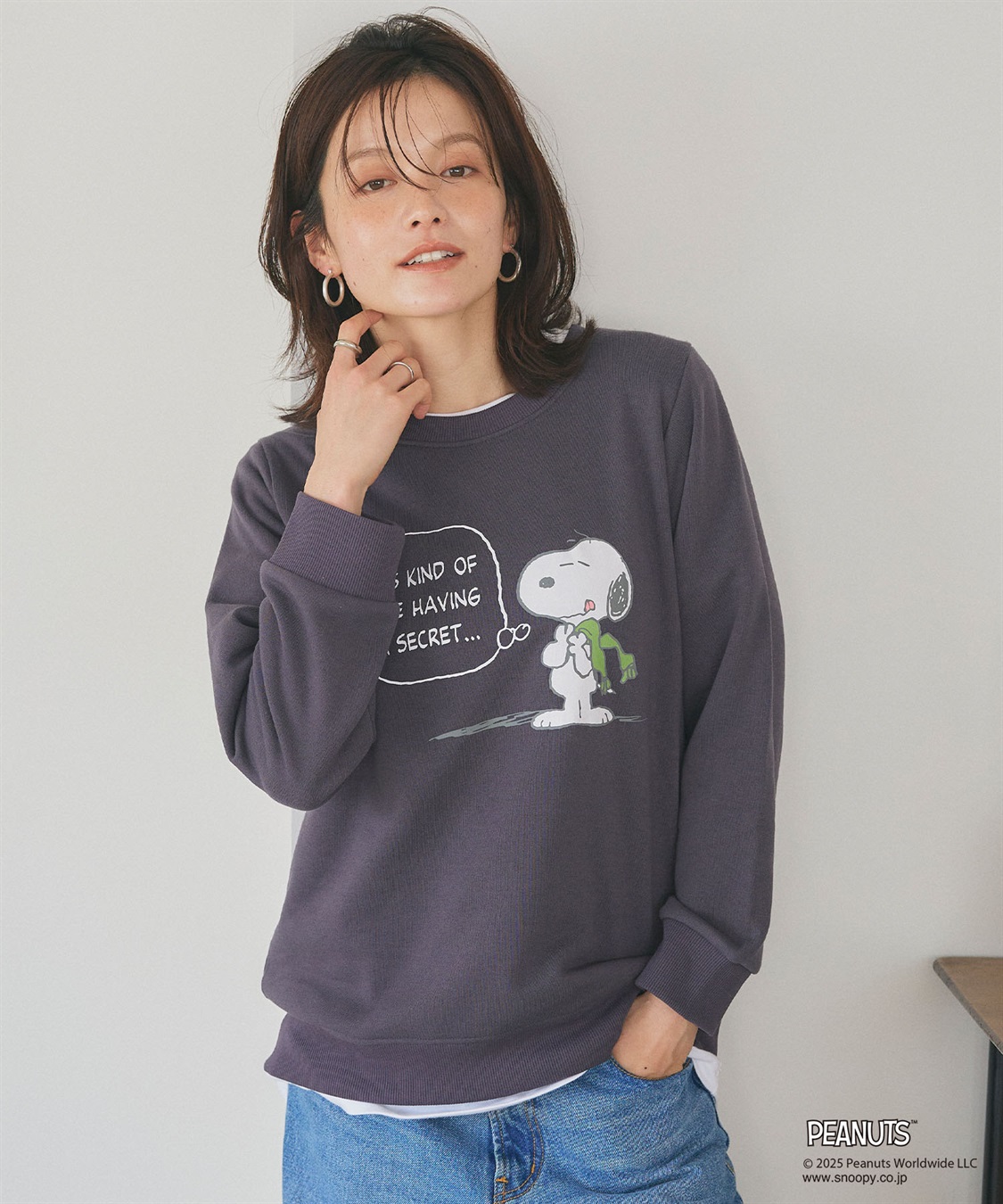 Life Style by cross marche 【PEANUTS/ピーナッツ】SNOOPY/スヌーピーフロントプリント裏起毛スウェットトレーナー（2025AW）_sub_2