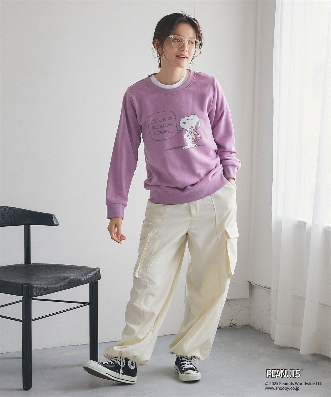 Life Style by cross marche 【PEANUTS/ピーナッツ】SNOOPY/スヌーピーフロントプリント裏起毛スウェットトレーナー（2025AW）_sub_7