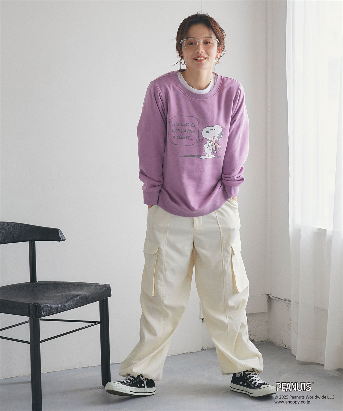 Life Style by cross marche 【PEANUTS/ピーナッツ】SNOOPY/スヌーピーフロントプリント裏起毛スウェットトレーナー（2025AW）_sub_9