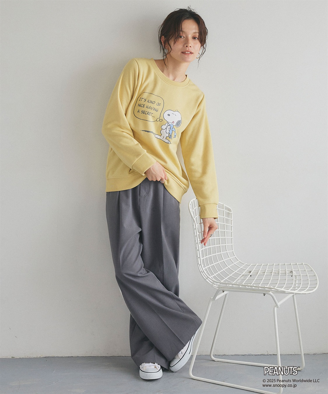 Life Style by cross marche 【PEANUTS/ピーナッツ】SNOOPY/スヌーピーフロントプリント裏起毛スウェットトレーナー（2025AW）_sub_15