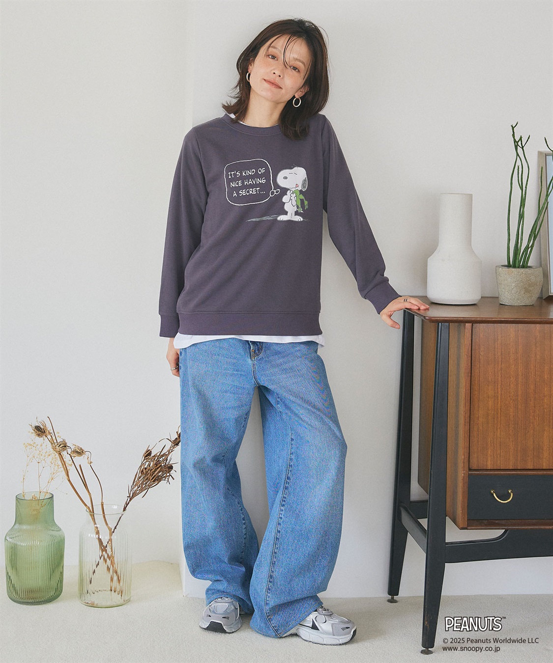 Life Style by cross marche 【PEANUTS/ピーナッツ】SNOOPY/スヌーピーフロントプリント裏起毛スウェットトレーナー（2025AW）_sub_24