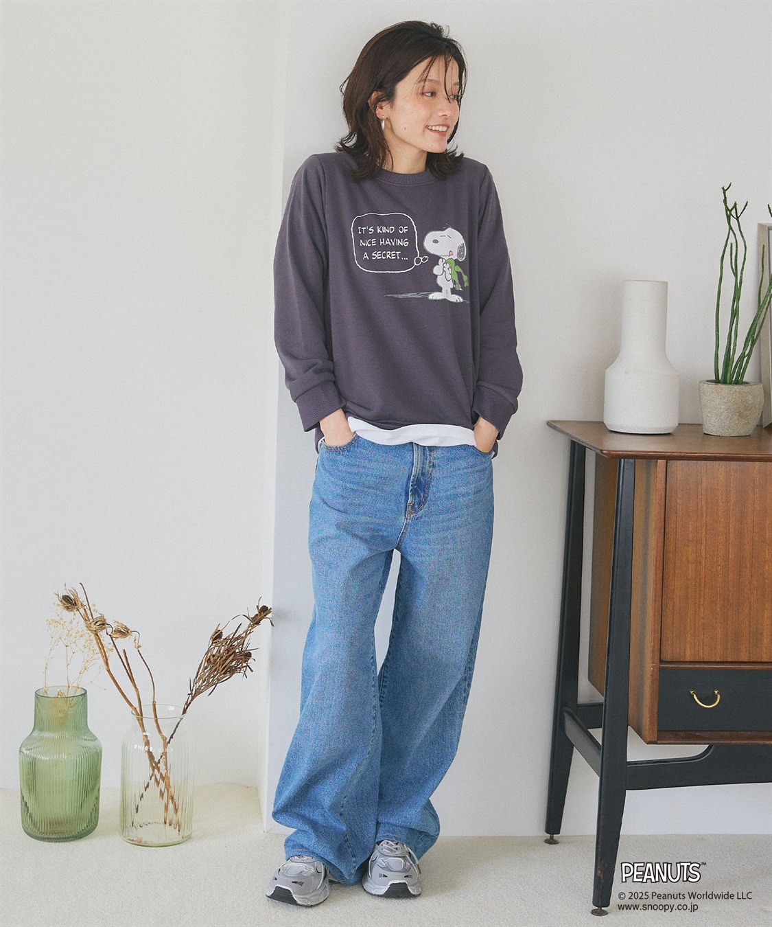 Life Style by cross marche 【PEANUTS/ピーナッツ】SNOOPY/スヌーピーフロントプリント裏起毛スウェットトレーナー（2025AW）_sub_25