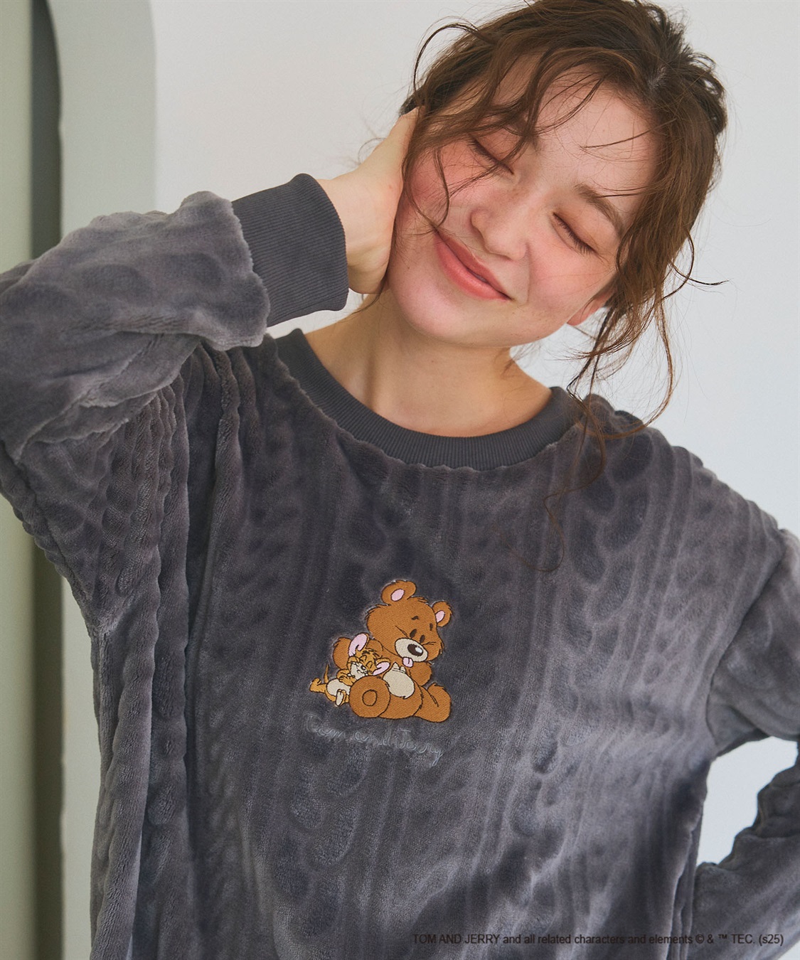 Life Style by cross marche 【TOM and JERRY/トムとジェリー】トムジェリ刺繍ケーブルフリース長袖トップス/ルームウェア（上下別売り）_sub_1